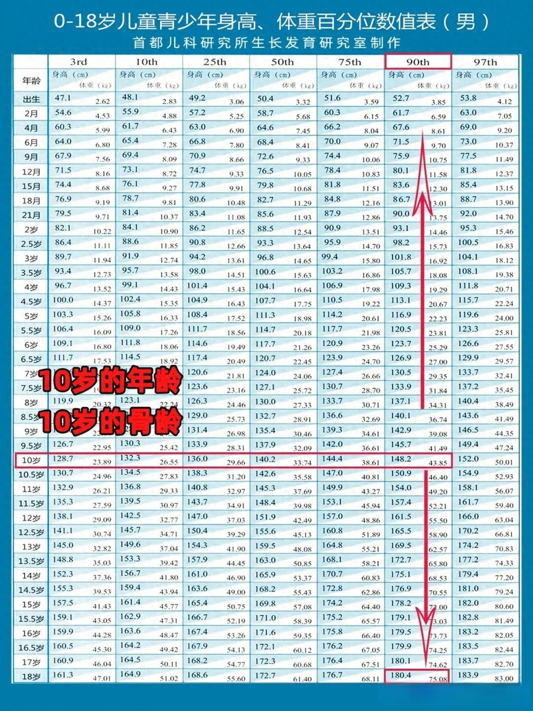 男孩子身高体重标准表
